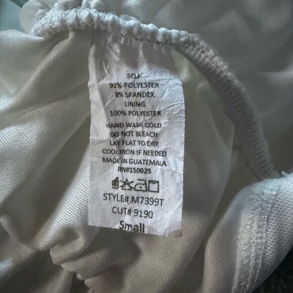 Emory Park white off the shoulder ruched bodycon top with puff sleeves S - Picture 11 of 11